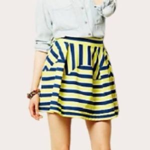 Anthropologie Dare to Dream blue and yellow mini skirt, large